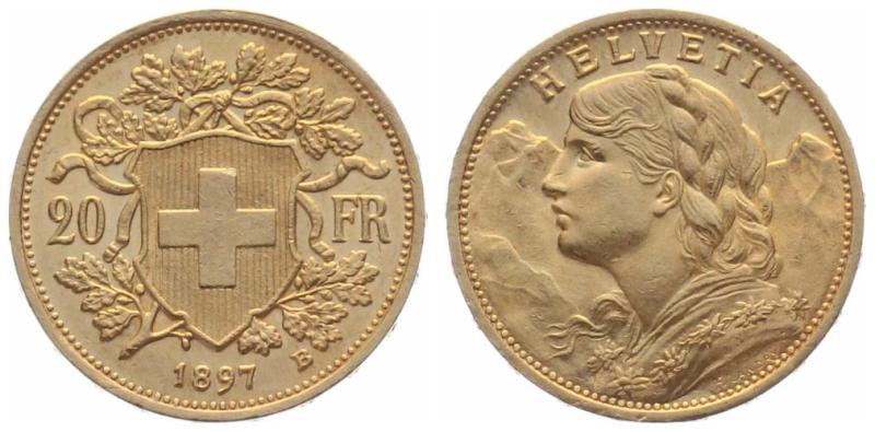 20 Franken 1897 B - Vreneli